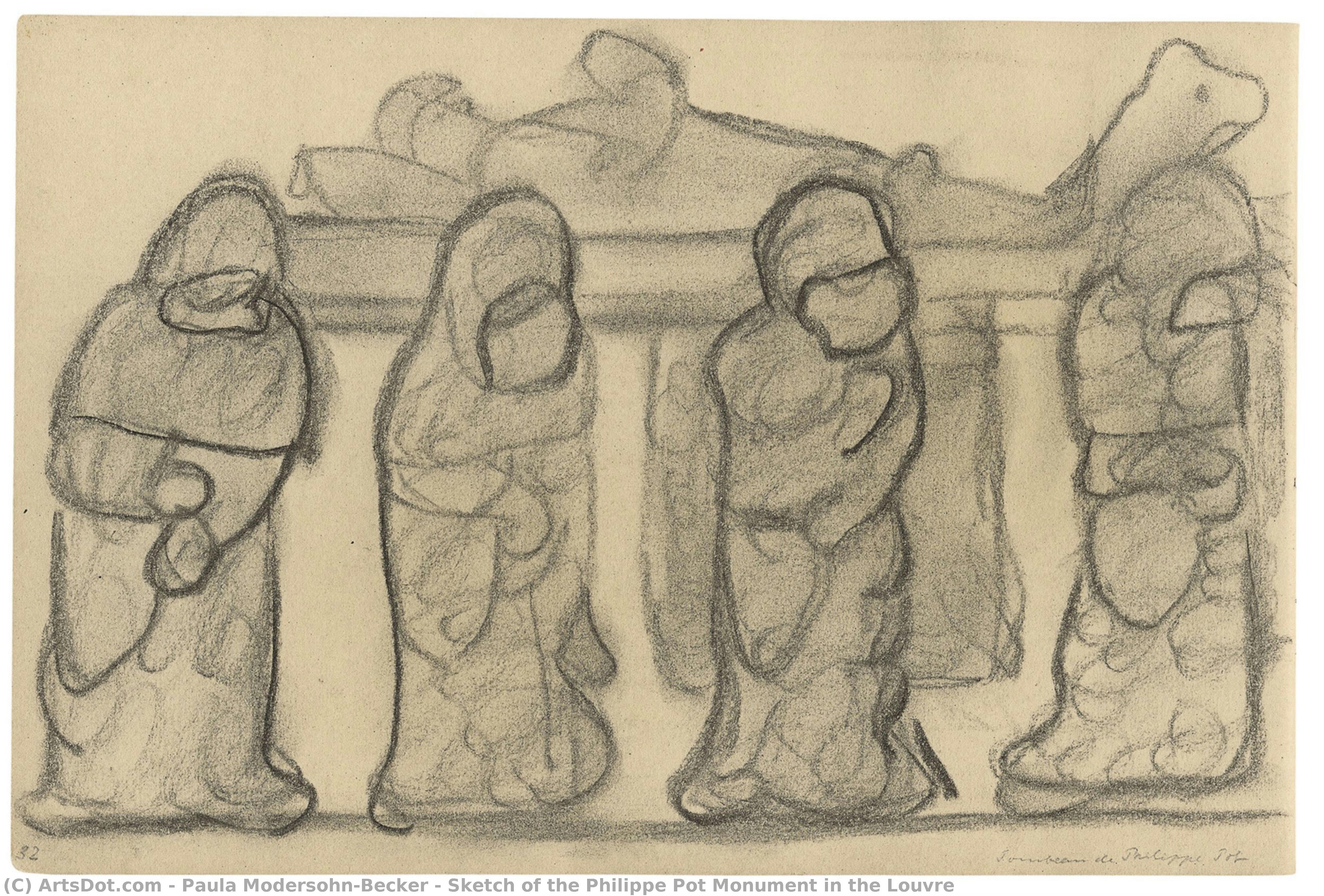 Sketch Of The Philippe Pot Monument In The Louvre — Paula Modersohn-becker