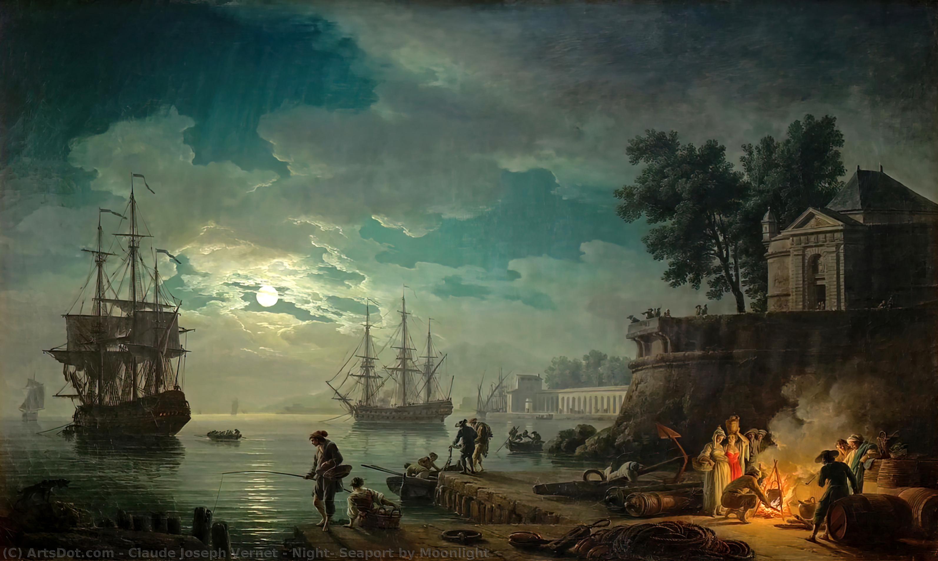 Noche: Puerto Junto A La Luz De La Luna — Claude-joseph Vernet