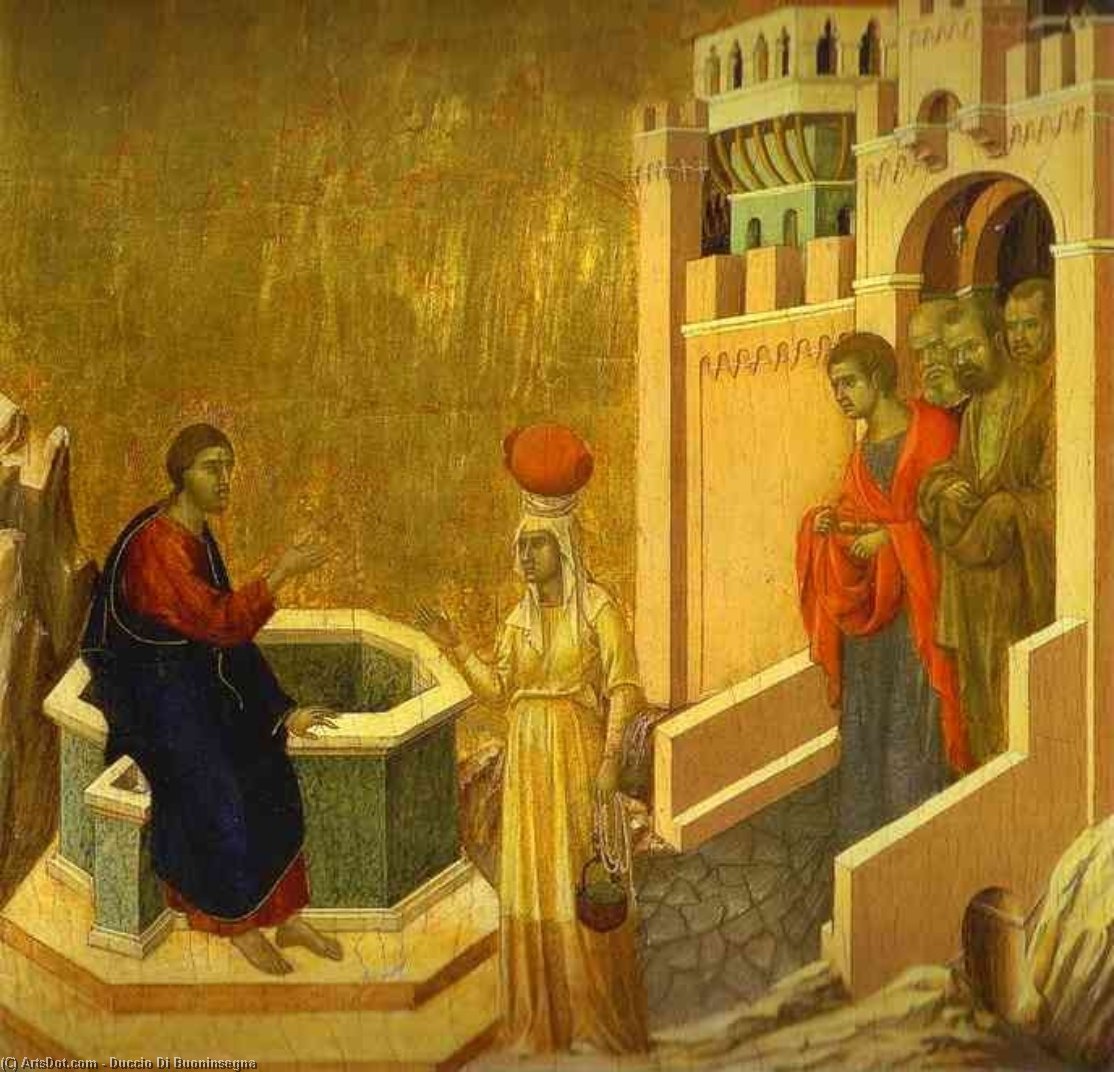 Le Maestó (arrière, Prédelle), Jésus Et La Femme Samaritaine — Duccio Di Buoninsegna