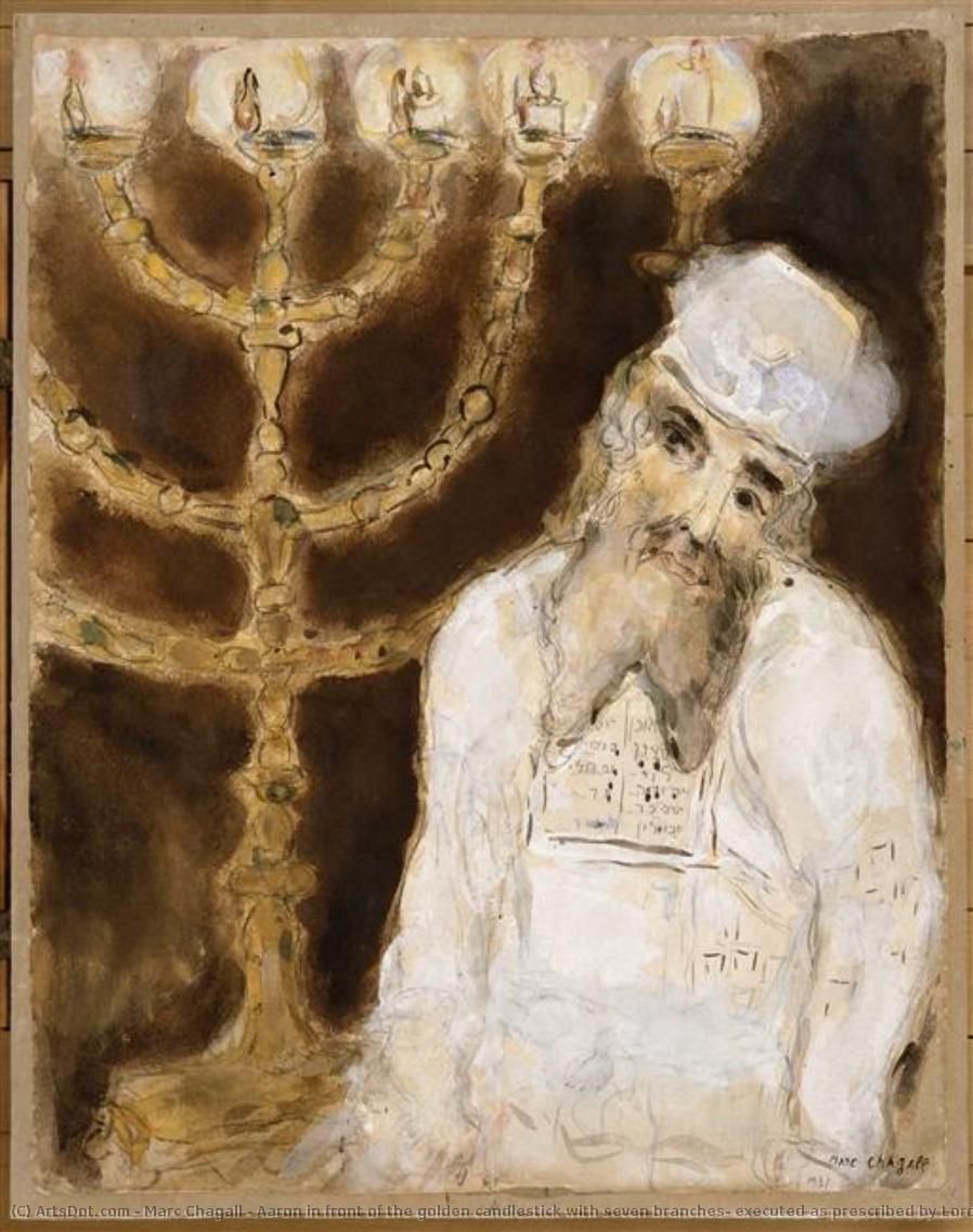 Aaron Devant Le Chandelier D'or À Sept Branches, Exécuté Selon Les Prescriptions Du Seigneur — Marc Chagall
