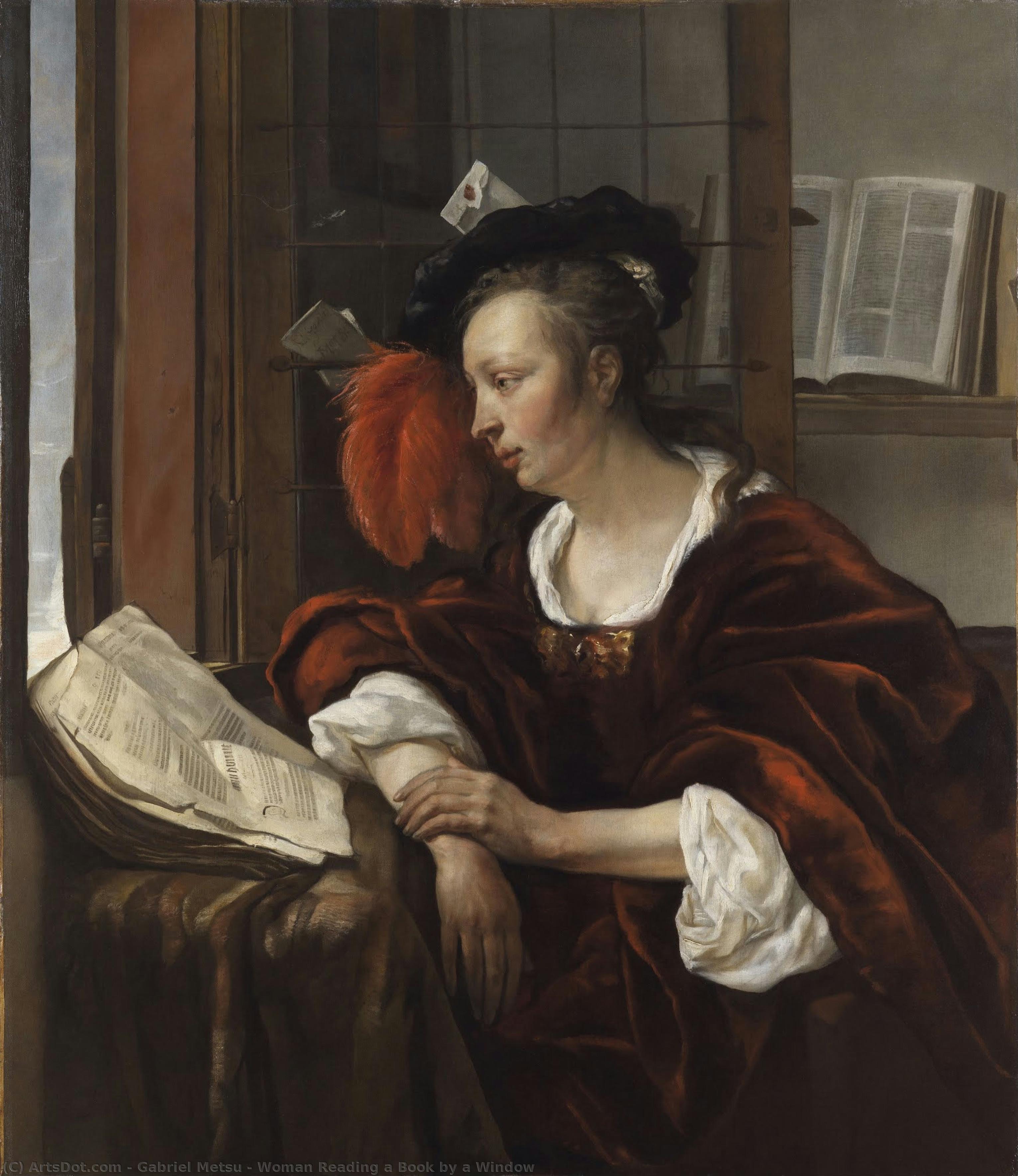 Woman Reading A Book By A Window - Kadın Penceredeki Kitabı Okuyor — Gabriel Metsu