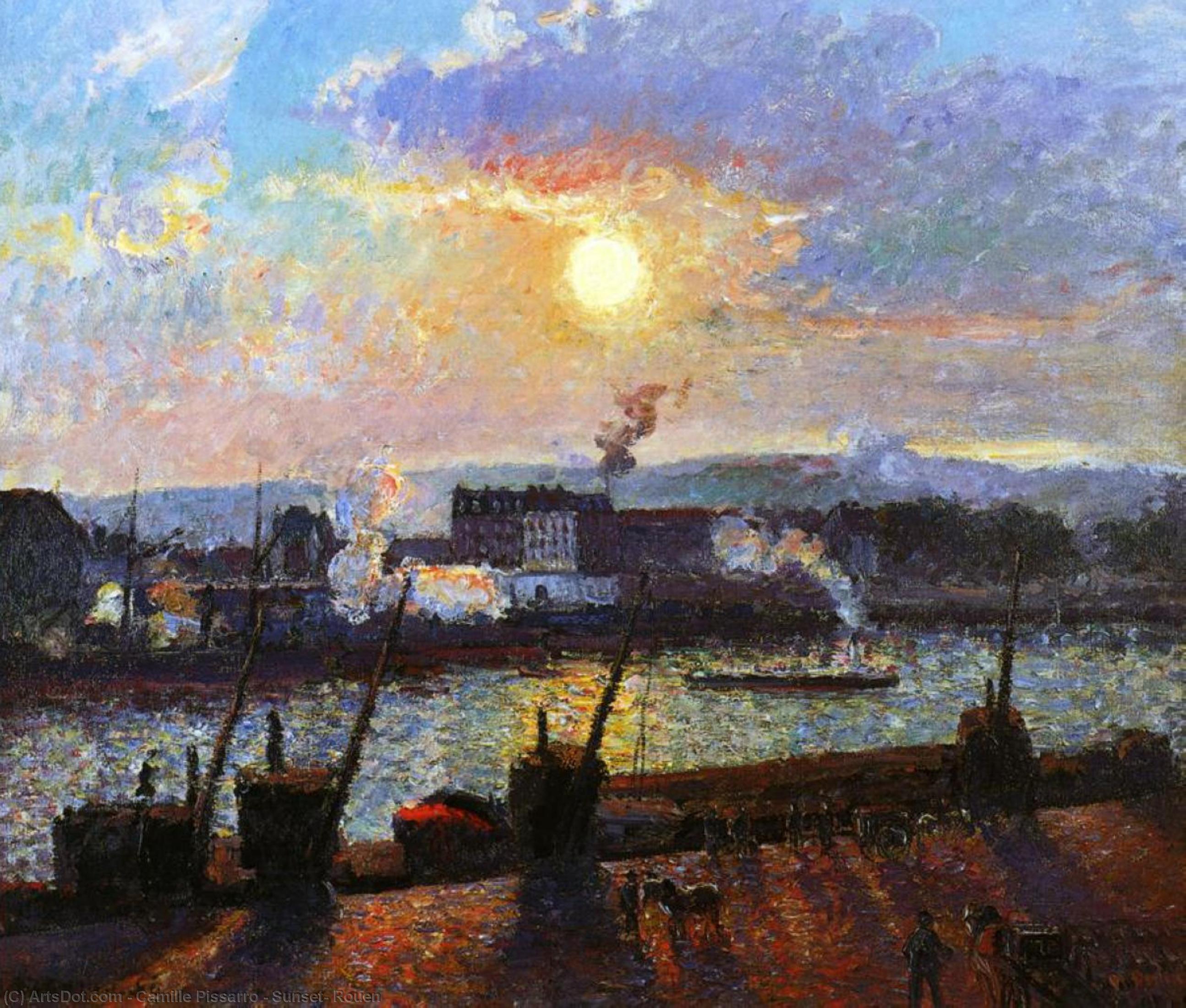 Charlotte Amalie France 1830 1903 Camille Pissarro 1898 The Enchanting Harbor At Dusk 54 X 65 Cm Sunset, Rouen სეტყვალი, რუანი — კამილ პისაო