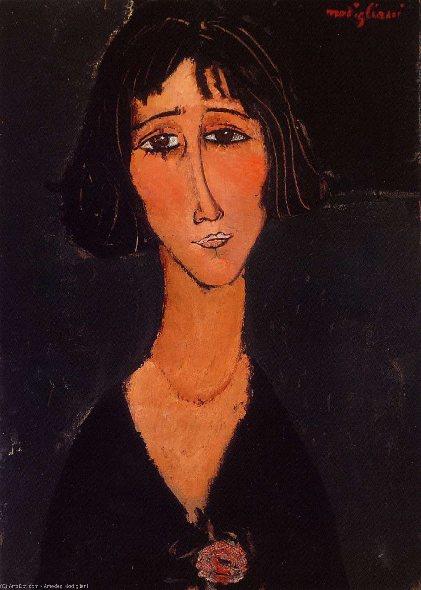 Junges Mädchen Mit Einer Rose — Amedeo Modigliani