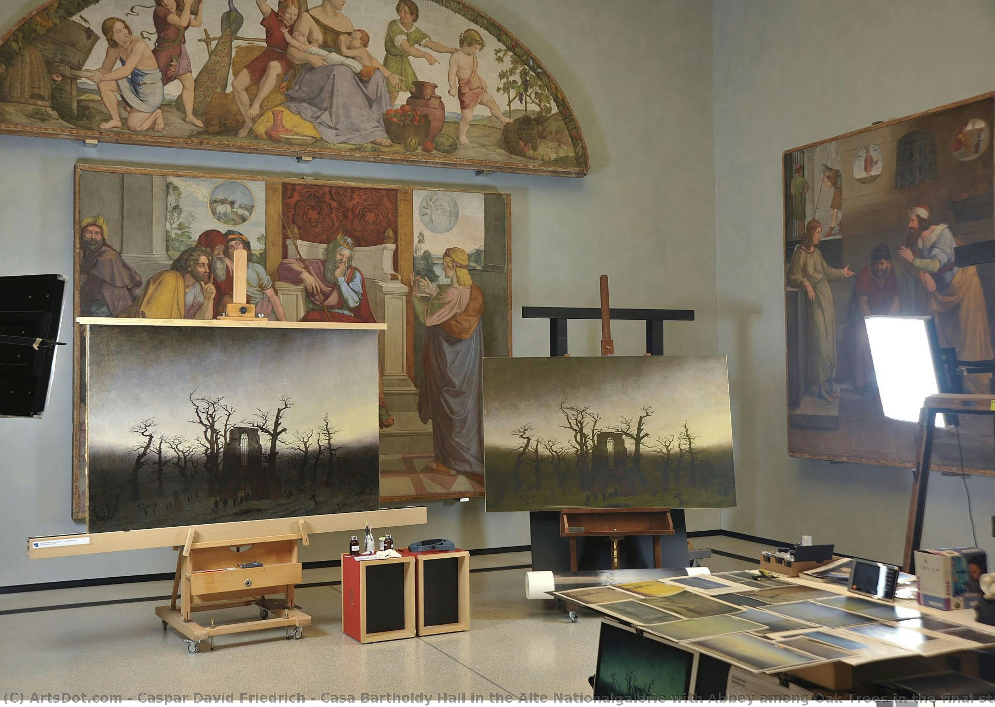 Casa Bartholdy Hall In The Alte Nationalgalerie With Abbey Among Oak Trees In The Final State (left) And Photo Of The Previous State — Caspar David Friedrich