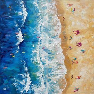 Azure Tide And Gilded Shore: A Sculptural Study Of Oceanic Motion — David Moreau
