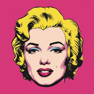 Chromatic Resonance: A Monumental Pop Portrait In Vibrant Magenta And Gold — Laurent Charpentier