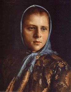 Russian Girl In A Blue Shawl — Ivan Nikolaevich Kramskoy