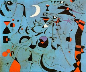 Figure At Night Guided By The Phosphorescent Tracks Of Snails — Joan Miró