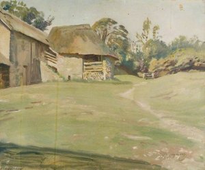 A Landscape With Farm Buildings — Sir Alfred James Munnings