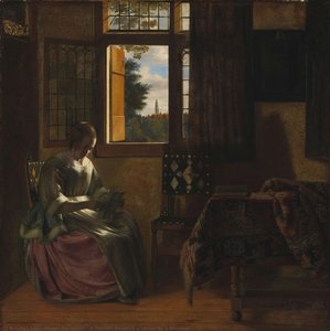 A Woman Reading A Letter By A Window — Pieter De Hooch