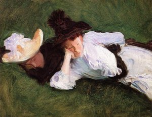 Two Girls Lying On The Grass (also Known As Two Girls On A Lawn) — John Singer Sargent