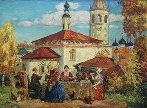 At The Old Suzdal — Boris Michailowitsch Kustodijew, Art Nouveau