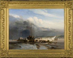 Scena Sulla Spiaggia Di Scheveningen Con Barche Da Pesca - Charles Rochussen — Charles Rochussen