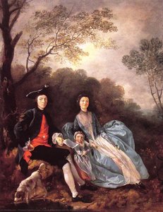 Portrait Of The Artist With His Wife And Daughter — Thomas Gainsborough