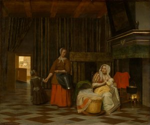 Woman And Child With Serving Maid — Pieter De Hooch