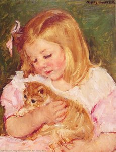 Sara Holding A Cat — Mary Stevenson Cassatt