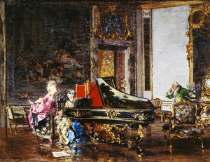 Two Women In Eighteenth-century Costume At The Piano (also Known As The Old Song) — Giovanni Boldini