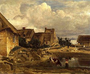 A Farmyard Near Fontainebleau — Jean-baptiste-camille Corot