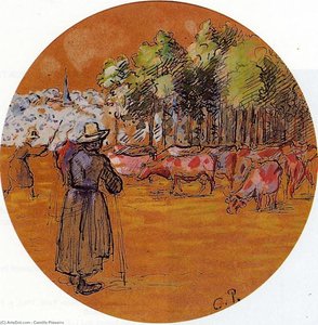Cowherds, Bazincourt — Camille Pissarro