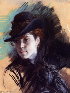 Girl In A Black Hat — Giovanni Boldini